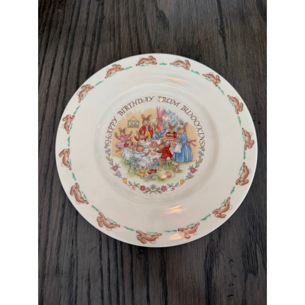 Vtg Royal Doulton Bunnykins Happy Birthday Plate Fine Bone China Collectible